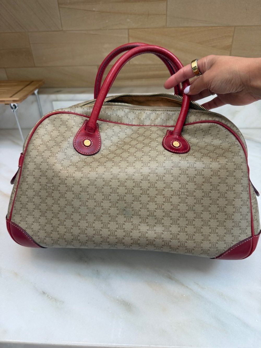 Vintage Celine Macadam Boston Bag authentic certificate included